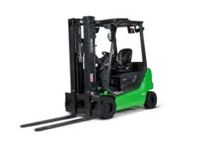 Green CESAB B4-20L electric forklift, left-front view on white background. - Prince Maasdijk