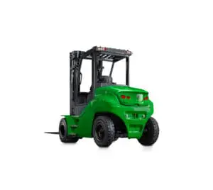 Green CESAB B800 forklift photographed from left-rear corner on white background. - Prince Maasdijk