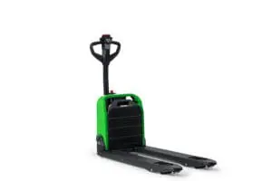 Green CESAB P013iB electric pallet truck, left-front view on white background. - Prince Maasdijk