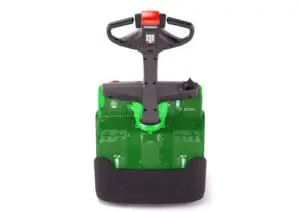 CESAB P216i electric pallet truck transparent section with visible lithium-ion battery body, front view on white background | Prins Maasdijk
