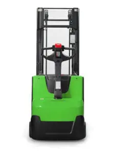 CESAB S212 electric stacker straight front view with transparent mast and keypad on white background | Prins Maasdijk