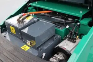 Open engine compartment of the Prince Panther XL-E with electrical drive components and wiring visible. - Prince Maasdijk