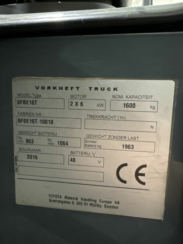 TOYOTA 8FBE16T - Forklift Electric - Image 4