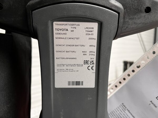 TOYOTA LPE200B - Electric pallet truck - Image 3